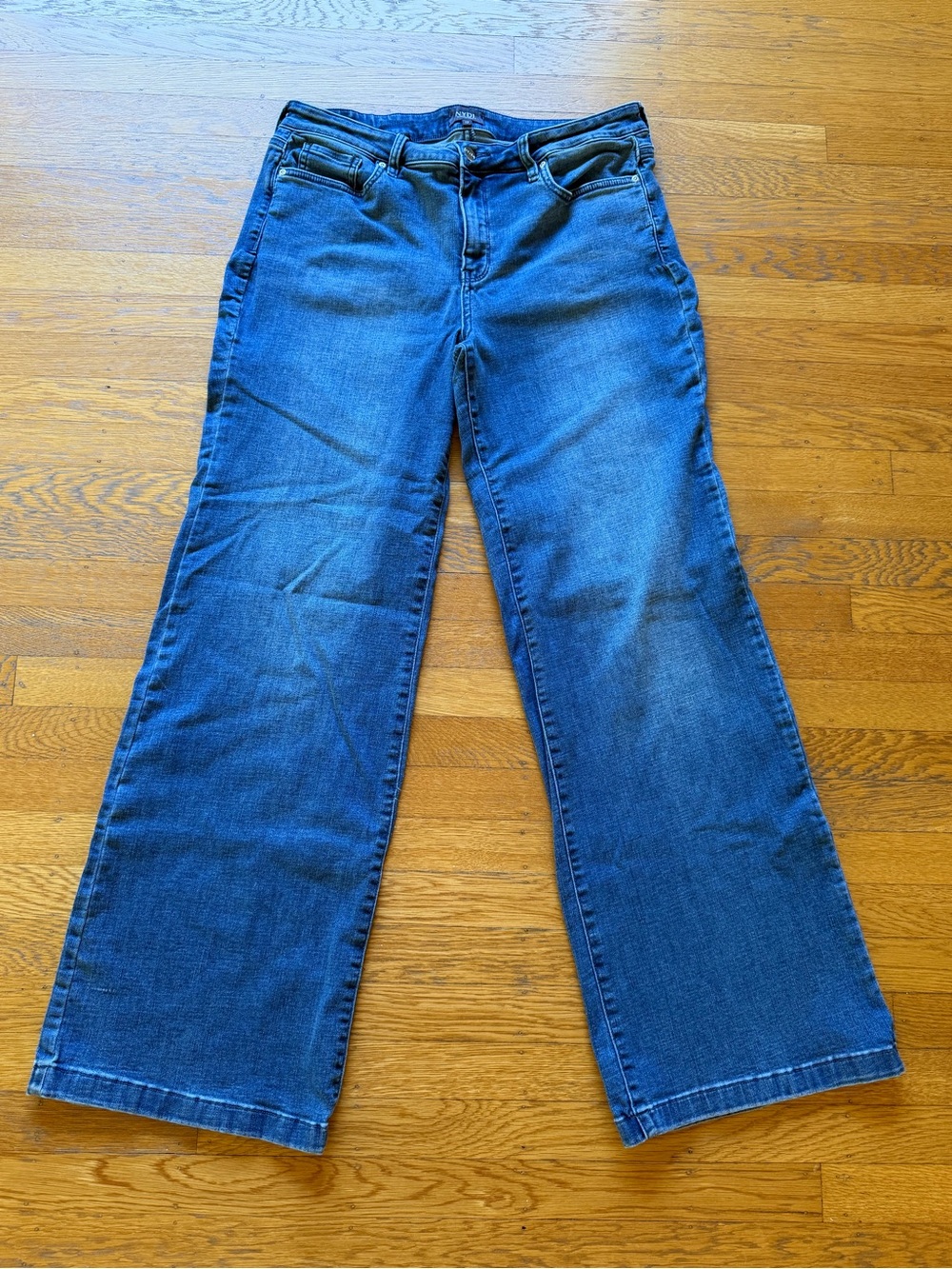 NYDJ High-Rise Wide Leg Denim Jeans Stretchy LiftXTuck, Medium Wash | Sz 12